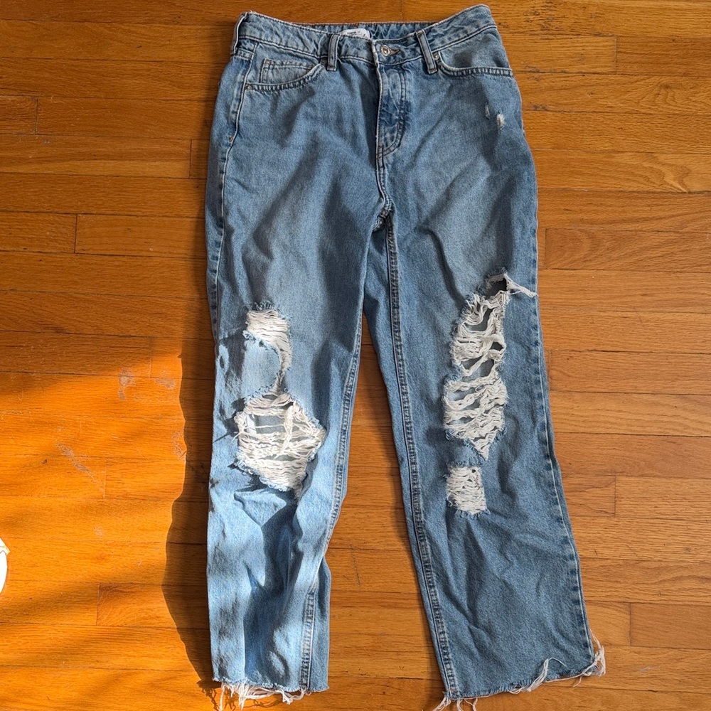 Forever 21 Blue Distressed Boyfriend Jeans